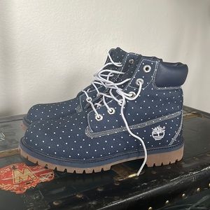 BRAND NEW Polka Dot Timberland Boots, Navy & White
